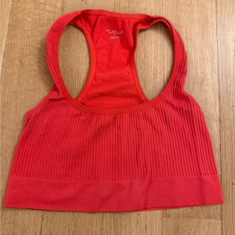 Urban Outfitters Vibrant Red Ribbed Sports Bra